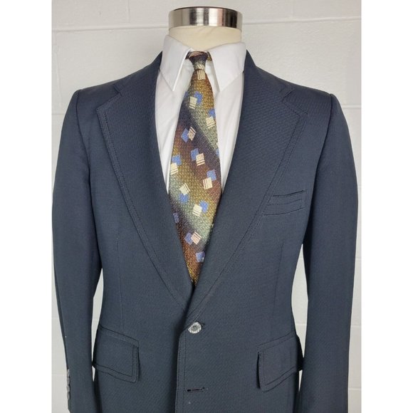 Vintage‎ 70s Society Brand Black Polyester Leisure Sport Coat sz 40? - Picture 2 of 12